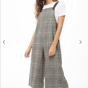 Forever 21 Glen Plaid Tweed Culotte Overalls